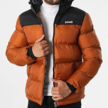 Schott NYC - Chaqueta con capucha Utah 2 Marrón Negro