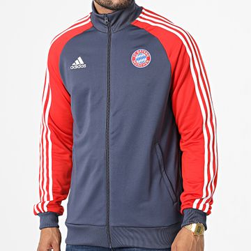 Adidas Performance - FC Bayern Munich DNA HF1364 Navy Chaqueta con cremallera a rayas rojas