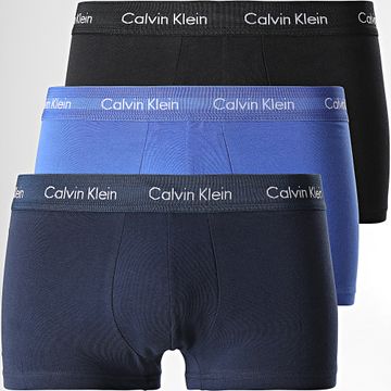 Calvin Klein - Juego de 3 bóxers de algodón elástico U2664G Negro Azul