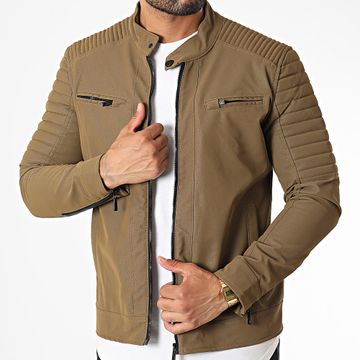 Classic Series - Chaqueta de piel sintética marrón