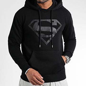 DC Comics - Sudadera con capucha Glitter Logo Negro