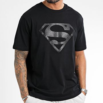 DC Comics - Oversize Glitter Logo Camiseta Negro