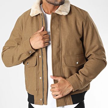 Jack And Jones - Chaqueta con cremallera y cuello de piel Tom Camel