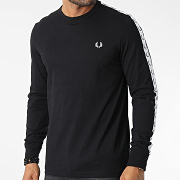 Fred Perry - Camiseta Manga Larga Con Rayas Encintadas M4621 Negro