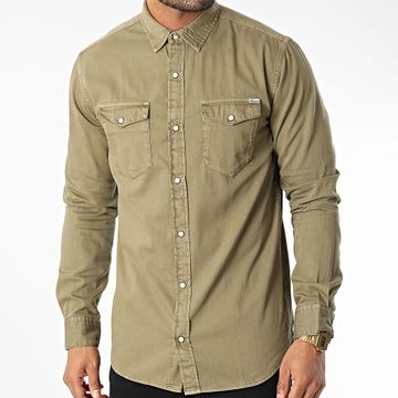 Jack And Jones - Sheridan Camisa Vaquera Manga Larga Verde Caqui