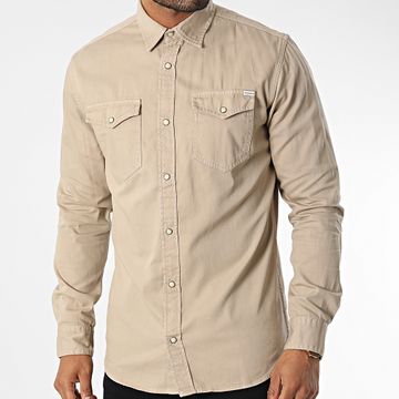 Jack And Jones - Sheridan Beige Camisa vaquera de manga larga