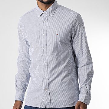 Tommy Hilfiger - Camisa Manga Larga Core 1985 Flex Oxford Rayas 5039 Blanco Azul Marino