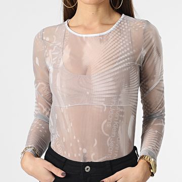 Calvin Klein - Body Mujer All Over Print Malla 0537 Gris