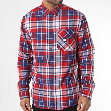Tommy Jeans - Camisa relajada de manga larga de franela 5404 Azul Roja