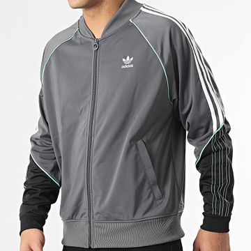 Adidas Originals - SST HI3002 Chaqueta gris a rayas con cremallera