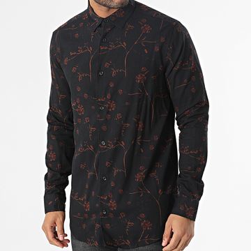 Only And Sons - Axl Life Camisa Manga Larga Floral Negra