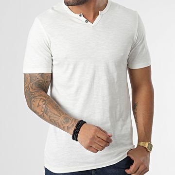 Jack And Jones - Camiseta Cuello Dividido Beige Claro