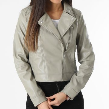 Vero Moda - Chaqueta de piel sintética para mujer Bella Annabel Gris