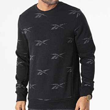 Reebok - HM9322 AOP Sudadera cuello redondo Negro