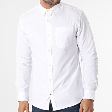 Jack And Jones - Camisa Oxford Manga Larga Blanca