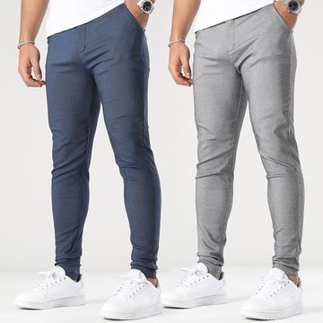 Frilivin - Lote de 2 pantalones chinos gris marino