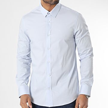 Calvin Klein - Camisa de popelina de manga larga 0856 Azul claro