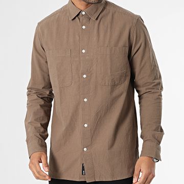 Only And Sons - Life Regular Camisa Manga Larga Marrón
