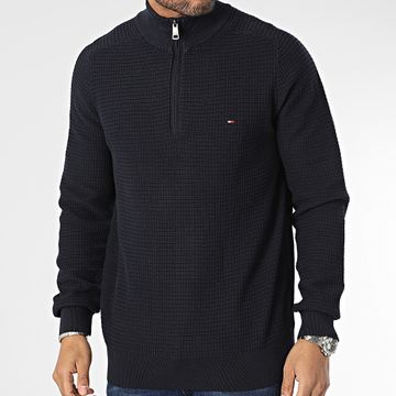 Tommy Hilfiger - Spring Grid 1352 Jersey azul marino con cuello de cremallera