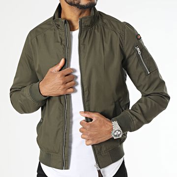 Schott NYC - Chaqueta con cremallera Kenny SLIM FIT verde caqui