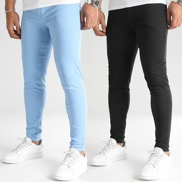 Frilivin - Lote de 2 pantalones chinos negros azul cielo