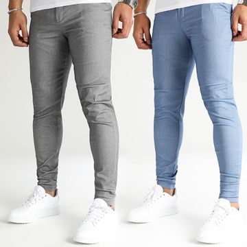 Frilivin - Lote de 2 pantalones chinos vaqueros gris antracita azul