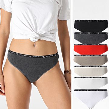 Calvin Klein - Lote de 7 Mujeres Tangas 1996 QD3992E Negro Beige Rojo