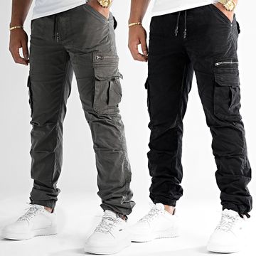 LBO - Juego De 2 Pantalones Cargo 1070546 Gris Carbón Negro