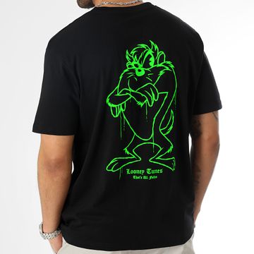 Looney Tunes - Oversize Camiseta Angry Taz Negro Verde Fluo