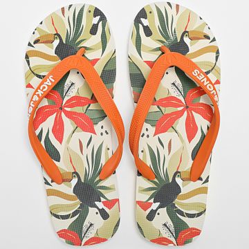 Jack And Jones - Chanclas Beige Floral Palm Print