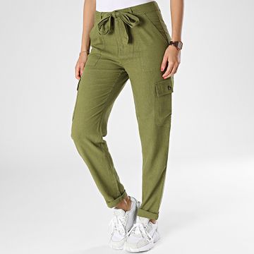 Only - Pantalones Cargo Mujer Caro Cinturón Caqui Verde