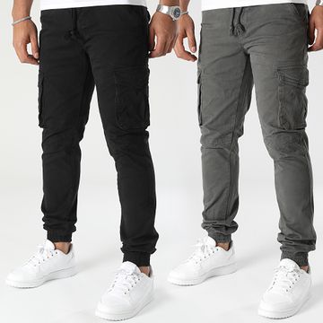 John H - Lote de 2 pantalones cargo negro gris marengo