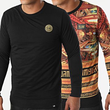 Y et W - Barok Sudadera Cuello Redondo Negro Naranja Renaissance Reversible
