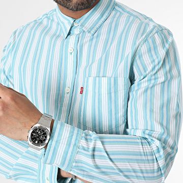 Levi's - Camisa de rayas de manga larga 85748 Azul Blanco