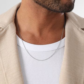 LBO - Collar de malla curvada de plata de 1,5 mm