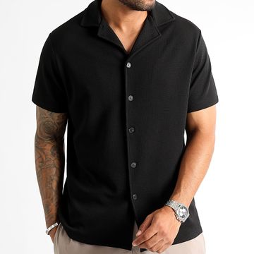 LBO - Waffle Textured Short Sleeve Shirt 0303 Negro
