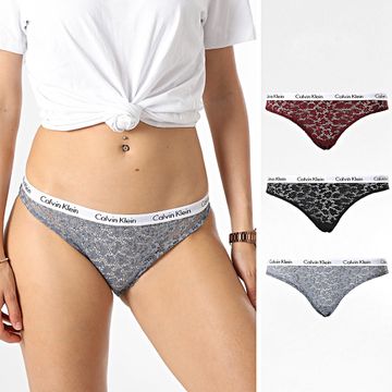 Calvin Klein - Juego De 3 Calzoncillos Mujer QD3926E Negro Gris Burdeos