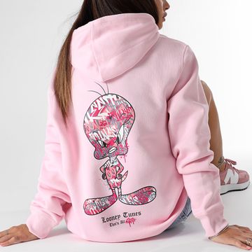 Looney Tunes - Sudadera con capucha rosa Piolín Graff para mujer