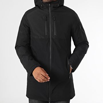 LBO - 0075 Parka negra bimaterial con capucha