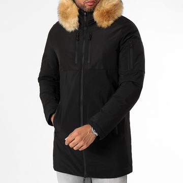 LBO - Parka bimateria con capucha y pelo natural 0077 Negro