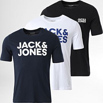 Jack And Jones - Juego De 3 Camisetas Negro Blanco Azul Marino Corp