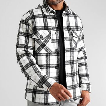 LBO - 0339 Negro Blanco Camisa a cuadros