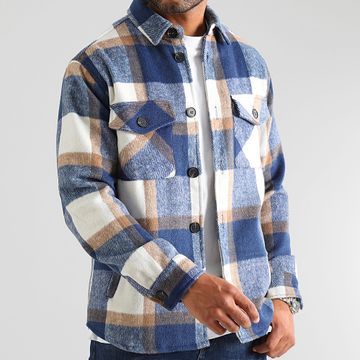 LBO - 0344 Sobrecamisa a cuadros azul beige