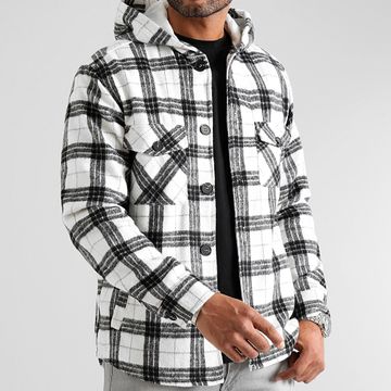 LBO - Camisa a cuadros con capucha 0388 Negro Blanco