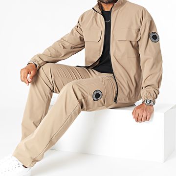 Classic Series - Conjunto de chaqueta con cremallera y pantalón 0032 0030 Beige