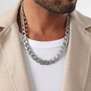 LBO - Collar de malla curvada de plata de 10 mm