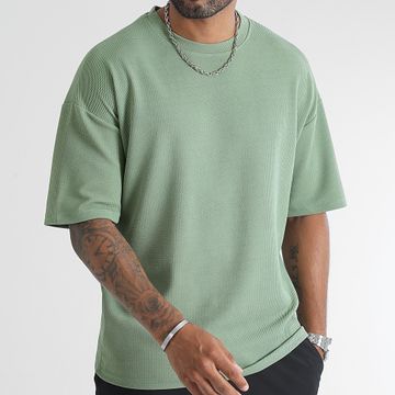 LBO - Textured Waffle Tee Large 0417 Verde caqui claro