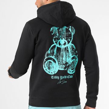Teddy Yacht Club - Sudadera con capucha Art Series Dripping Mono Negro Turquesa