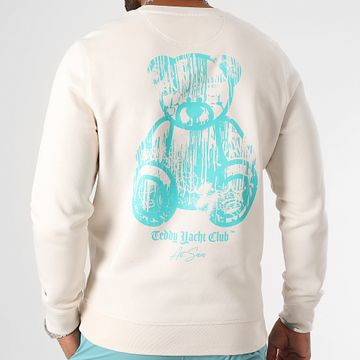 Teddy Yacht Club - Sudadera con cuello redondo Art Series Dripping Mono Beige Turquesa