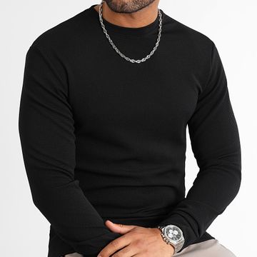 LBO - Textured Long Sleeve Tee Waffle 0552 Negro